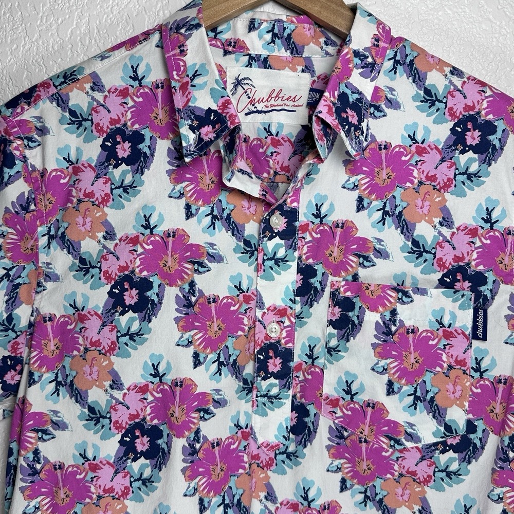 Chubbies The Wedding Crasher Shirt Pink Floral Hawaiian S/S Half-button Med‎